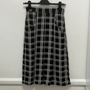 Free Press Black and White Checkered A-Line Skirt
